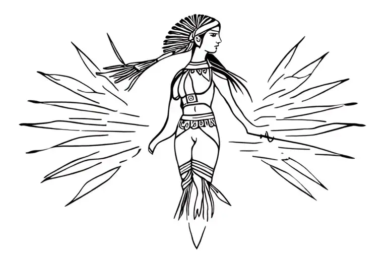 mapuche female warrior tattoo design idea