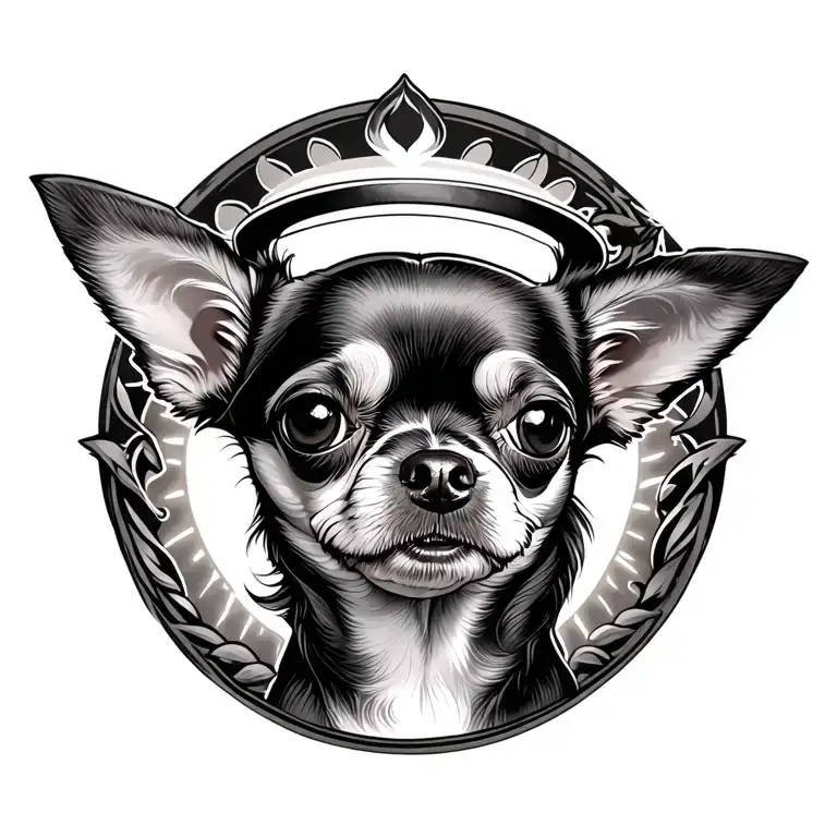 chihuahua with halo tattoo design idea