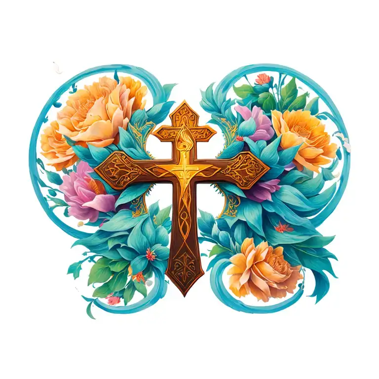 eastern torthodox cross  tattoo design idea