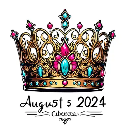 Tiara with August 25 2024 date tattoo tattoo design idea