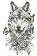 wolf and butterfly   tattoo design idea