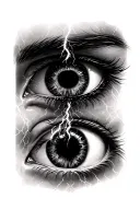 female eye , lightening storm , Scorpio and Gemini zodiac sign tattoo design idea