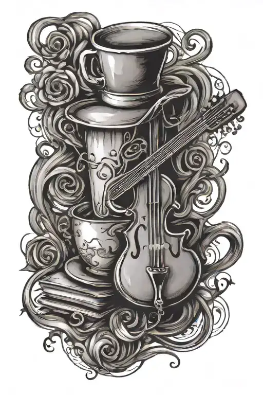 Music and Coffee flowing in my veins like blood coming tattoo design idea