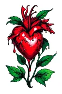 A bleeding heart flower with dripping ink effect, symbolizing lost love tattoo design idea