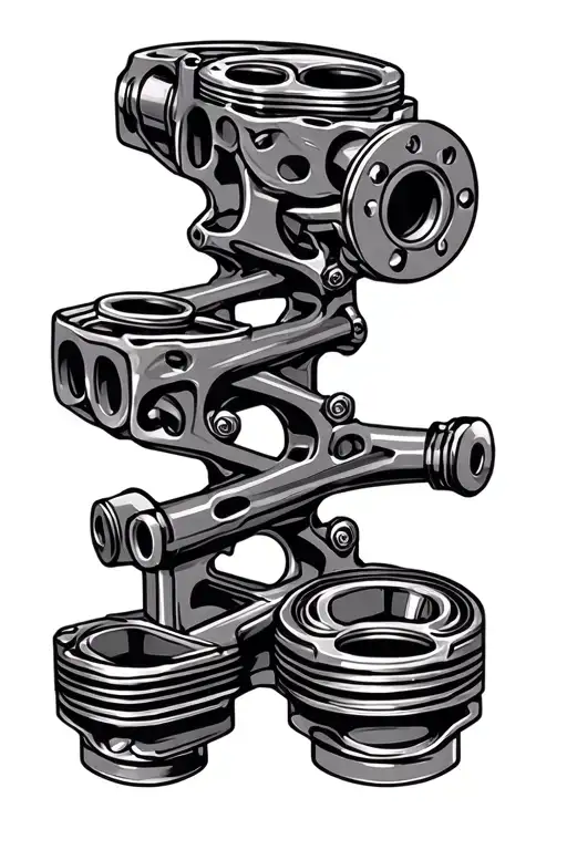 v8 crankshaft with pistons tattoo design idea