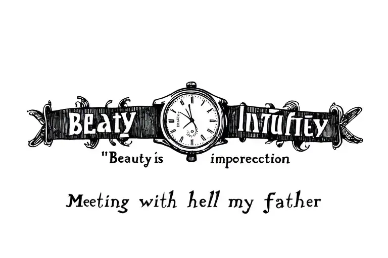 "Beauty is imperfection" Watches written on 10/12/2022 at 9:30 p.m. Meeting with hell my father lifeline tattoo design idea
