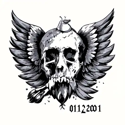 04/12/2001 in Greek script with picture tattoo design idea