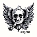 04/12/2001 in Greek script with picture tattoo design idea