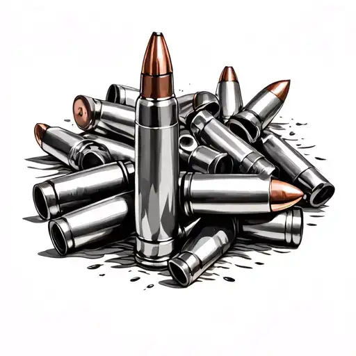 American traditional 5.56 bullet casings scattered tattoo design idea