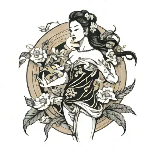 sexy Aphrodite greek goddess tattoo design idea