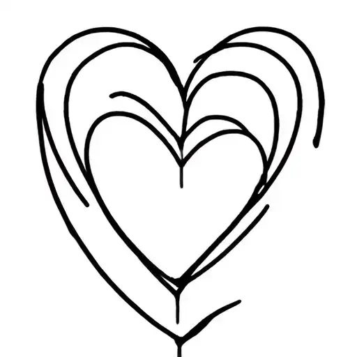 The heart has a minimalist shape with a black outline. The lines are even, without filling with color inside. 5 pieces next to each other tattoo design idea