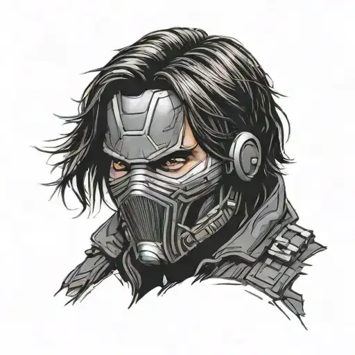 marvel winter soldier mask tattoo design idea