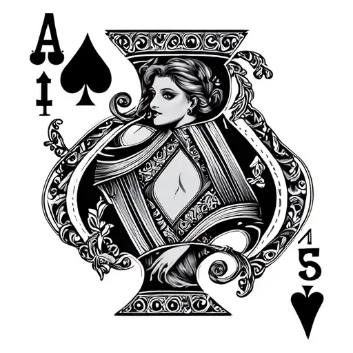 queen of Spades, black spade tattoo design idea