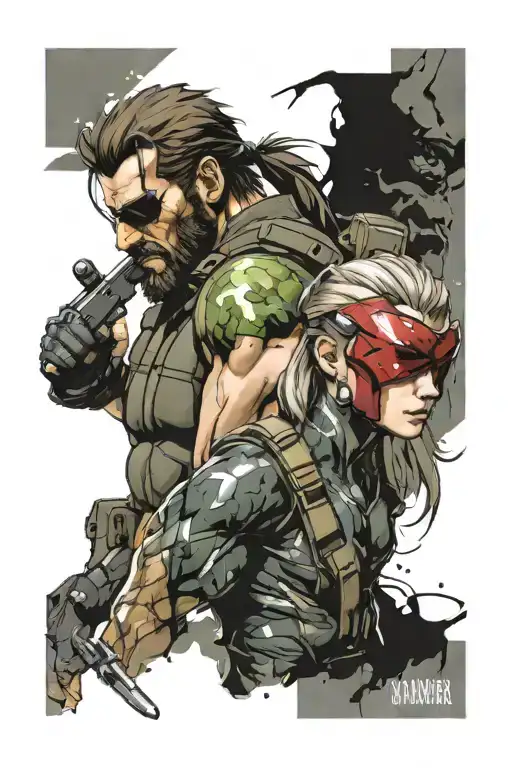 Metal Gear Solid Venom Snake and Quiet tattoo design idea