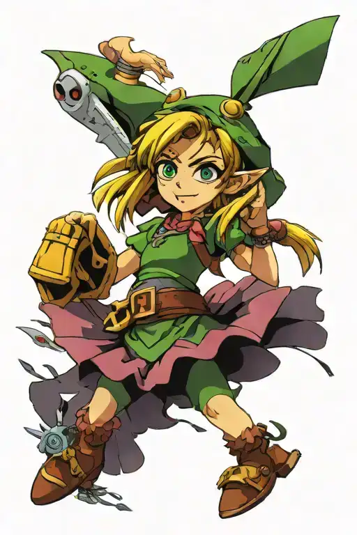 legend of zelda majoras mask and fairies dancing tattoo design idea