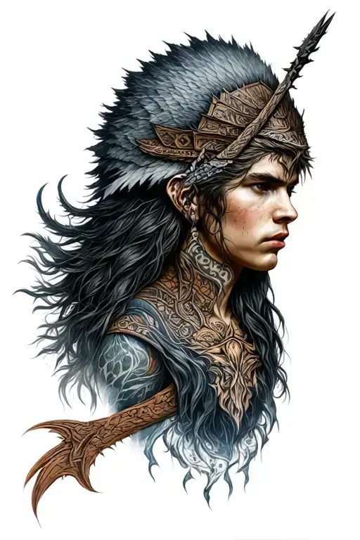 Nordic mythology realistically tattoo design idea