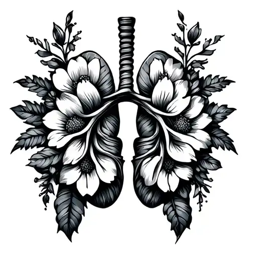 lungs made of flowers tattoo design idea