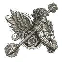 A tattoo combining elements of Greek mythology with medical tools, such as a centaur holding a scalpel or a phoenix rising from a medical cross tattoo design idea