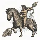 A tattoo combining elements of Greek mythology with medical tools, such as a centaur holding a scalpel or a phoenix rising from a medical cross tattoo design idea
