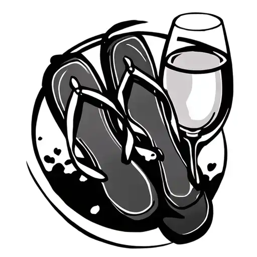 wine glass and flip flops tattoo design idea