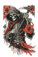grim reaper holding ace card tattoo design idea