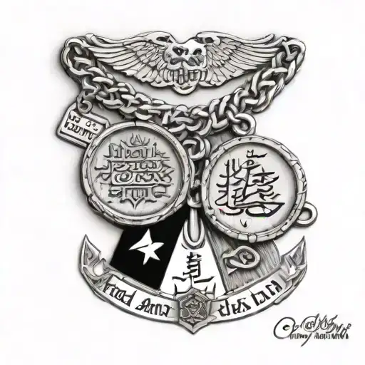 Military necklace with the names of my aunt Hussein and Reda who were killed defending the land with the dates of death  tattoo design idea