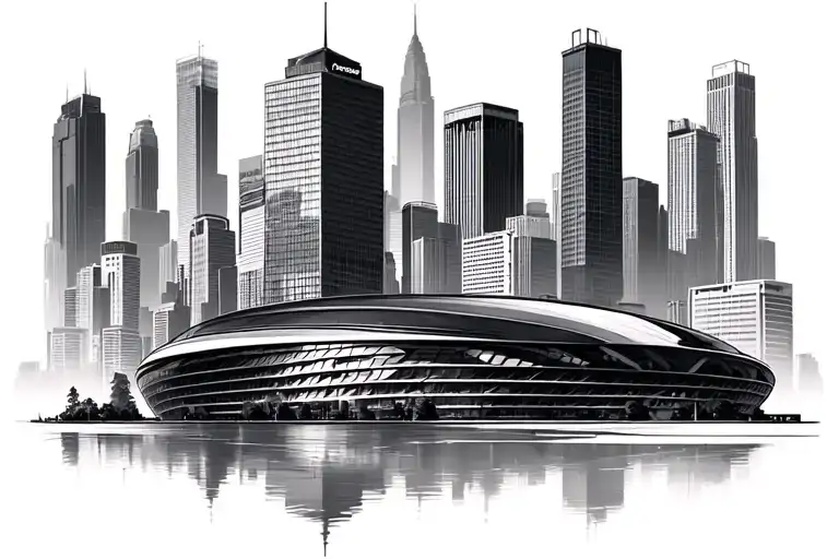 Atlanta skyline including bank of America building and Mercedes Benz stadium tattoo design idea