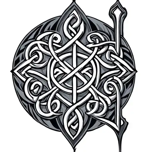 1993 celtic writing tattoo design idea