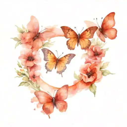 3 butterflies in poppies with infinity sign tattoo design idea