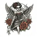 dance macabre portrait tattoo design idea
