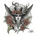 dance macabre portrait tattoo design idea