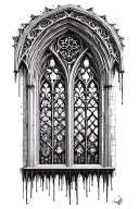 Gothic Cathedral Ceiling or window arch as frame dripping downwards tattoo design idea