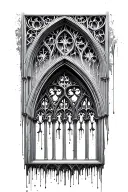 Gothic Cathedral Ceiling or window arch as frame dripping downwards tattoo design idea