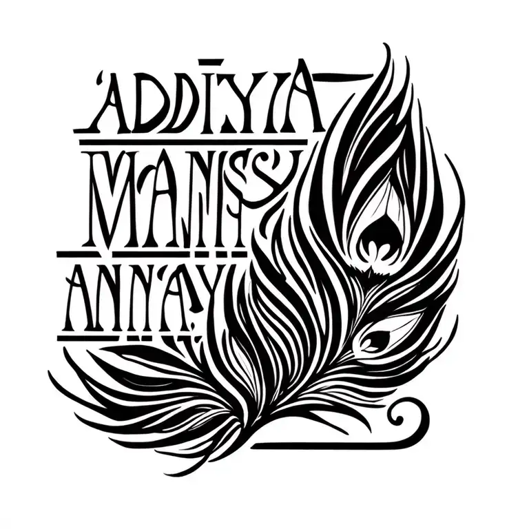 "Aditya Mansi Anay" peacock feathers transforming tattoo design idea
