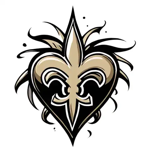 New Orleans saints logo combined with heart tattoo design idea