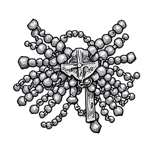 Depression rosary beads tattoo design idea