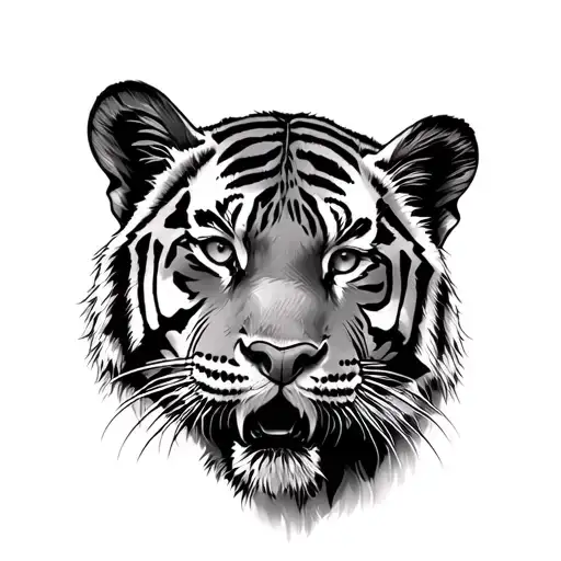 tiger face , cub playing tattoo design idea