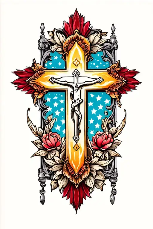 religious cross tattoo design idea