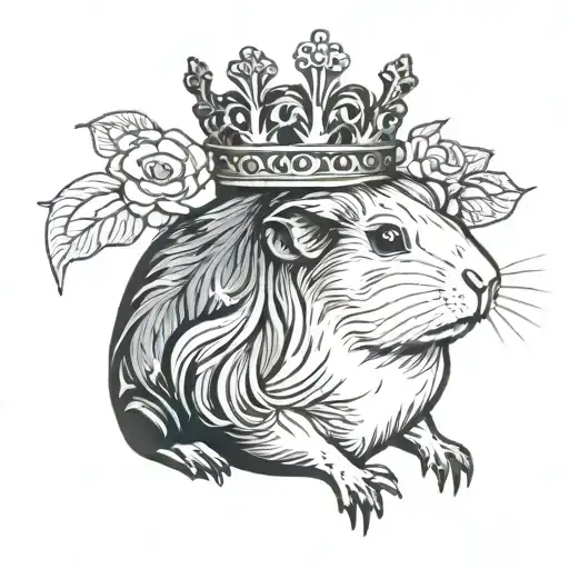 guinea pigs crown tattoo design idea