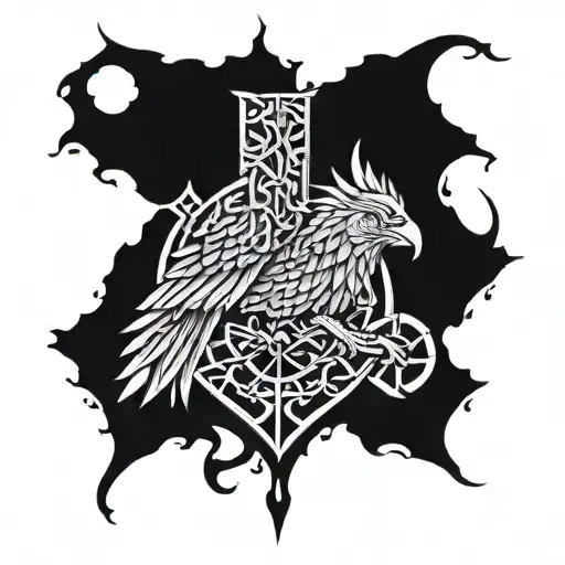 Viking warrior eagle vegvisir Rune design tattoo design idea