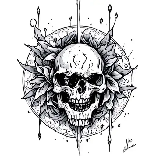 Tattoo sketch, the first blood type is negative, in the Gothic style tattoo design idea