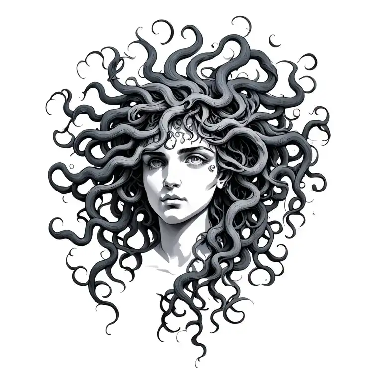 medusa profile head tattoo design idea