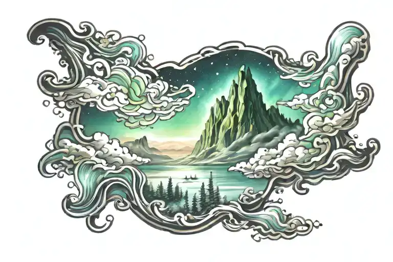 aurora borealis in the sky tattoo design idea