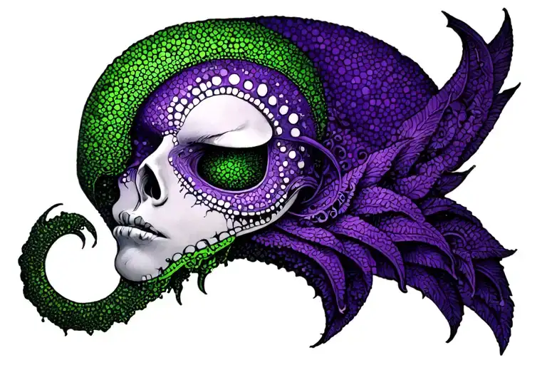 Slaanesh womb tattoo purple green tattoo design idea