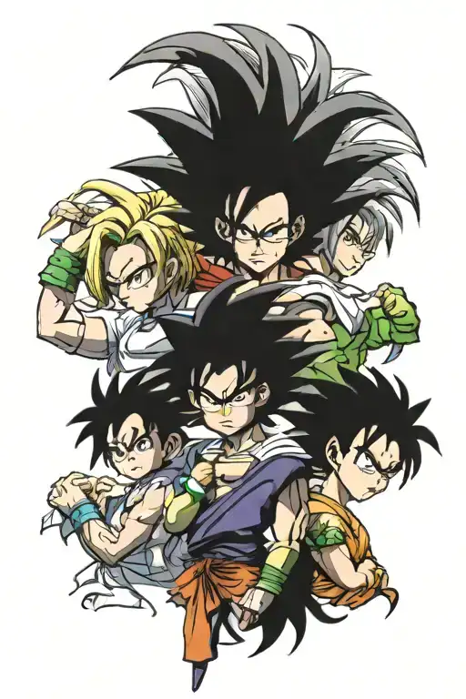 Videl & broly from Dragon ball z with with Missa from deathnote  tattoo design idea