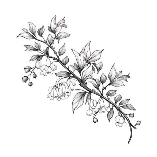 Lily Of The Valley And Hawthorn vine wrapping tattoo design idea