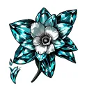 daffodil aquamarine gemstones stone surrounded tattoo design idea