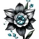 daffodil aquamarine gemstones stone surrounded tattoo design idea