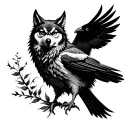 Ghostly Figure or Spirit Animal – A wolf, owl, or raven could serve as a spirit guardian—symbols of intuition, protectio tattoo design idea