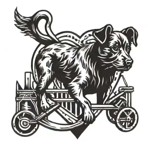 A tattoo of a heart with a dog silhouette and agility equipment inside, symbolizing your love for both your girlfriend and dog agility tattoo design idea